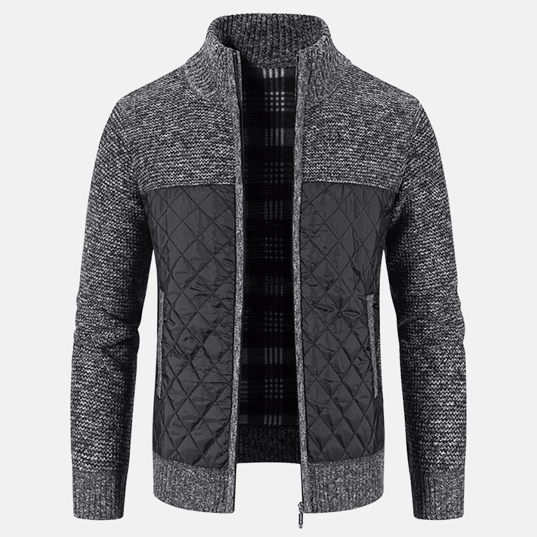 Men's Quilted Jacket for Winter – Zip Up with Knit Panels - We are MFEO