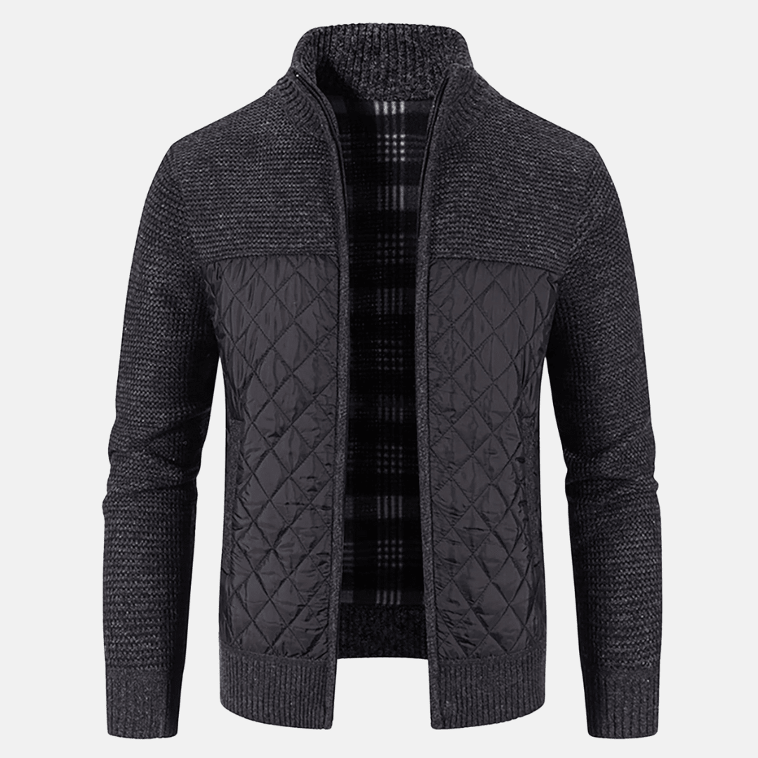 Men's Quilted Jacket for Winter – Zip Up with Knit Panels - We are MFEO