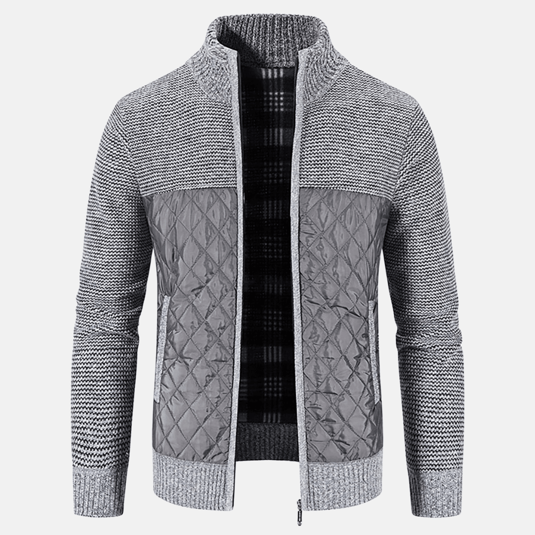 Men's Quilted Jacket for Winter – Zip Up with Knit Panels - We are MFEO