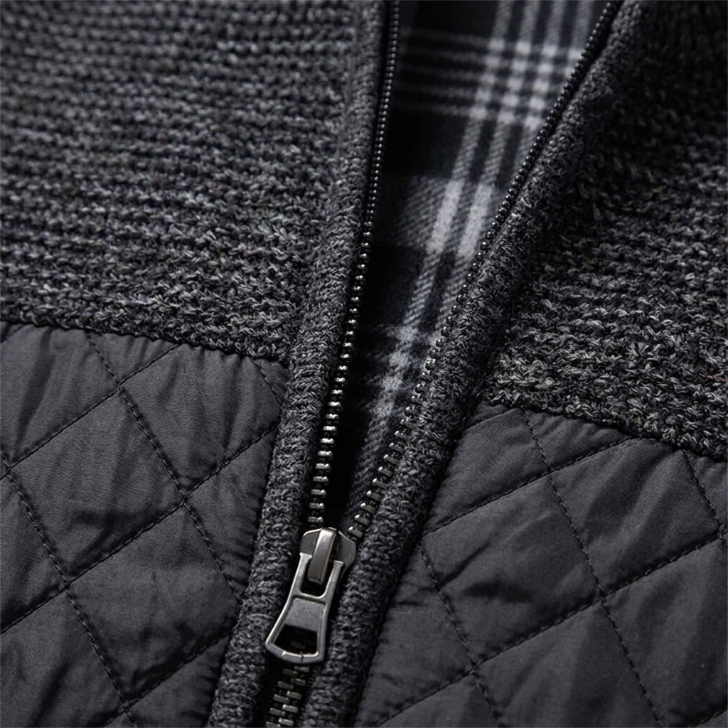 Men's Quilted Jacket for Winter – Zip Up with Knit Panels - We are MFEO