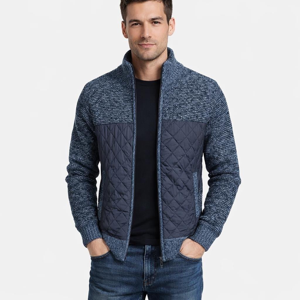 Men's Quilted Jacket for Winter – Zip Up with Knit Panels - We are MFEO
