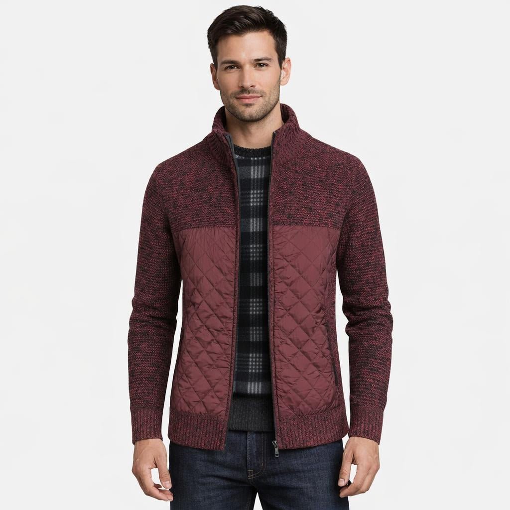 Men's Quilted Jacket for Winter – Zip Up with Knit Panels - We are MFEO