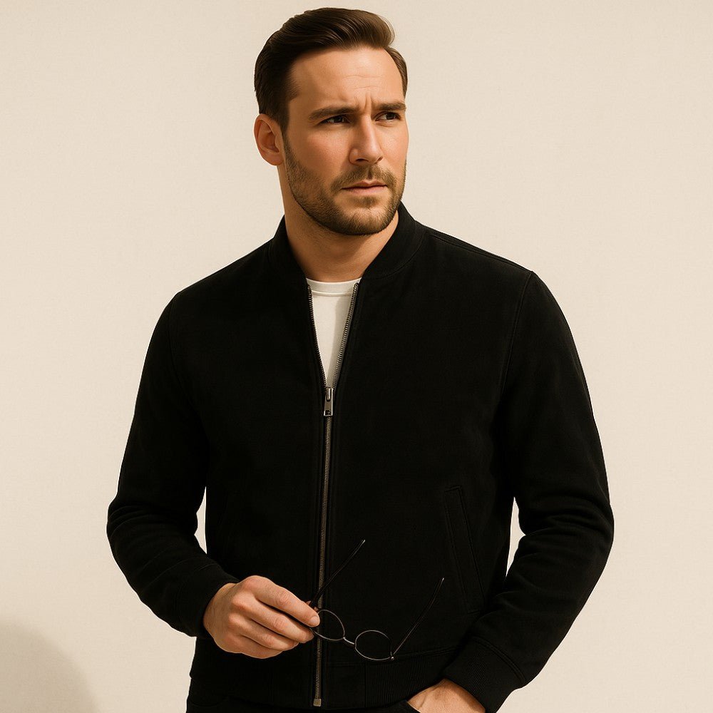 Men's Suede Jacket – Zip-Up with Ribbed Cuffs - We are MFEO