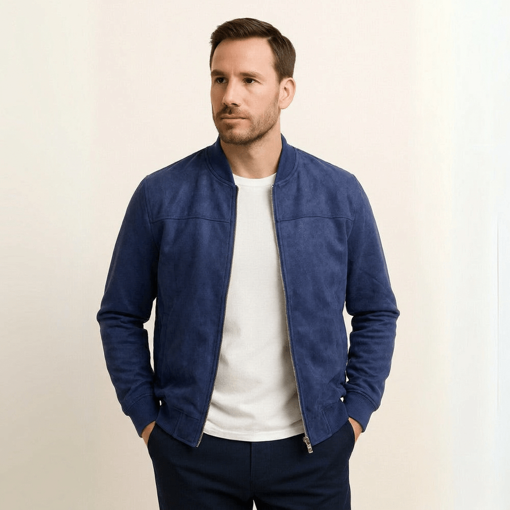 Men's Suede Jacket – Zip-Up with Ribbed Cuffs - We are MFEO