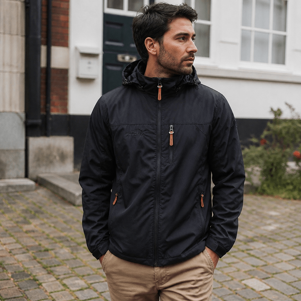 Men's Waterproof Rain Jacket with Hood – Zip Chest Pocket - We are MFEO