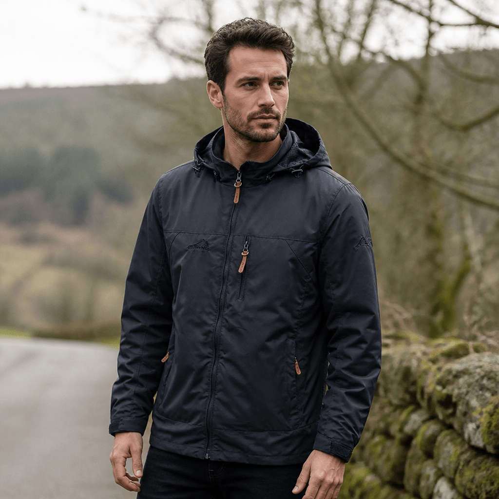 Men's Waterproof Rain Jacket with Hood – Zip Chest Pocket - We are MFEO