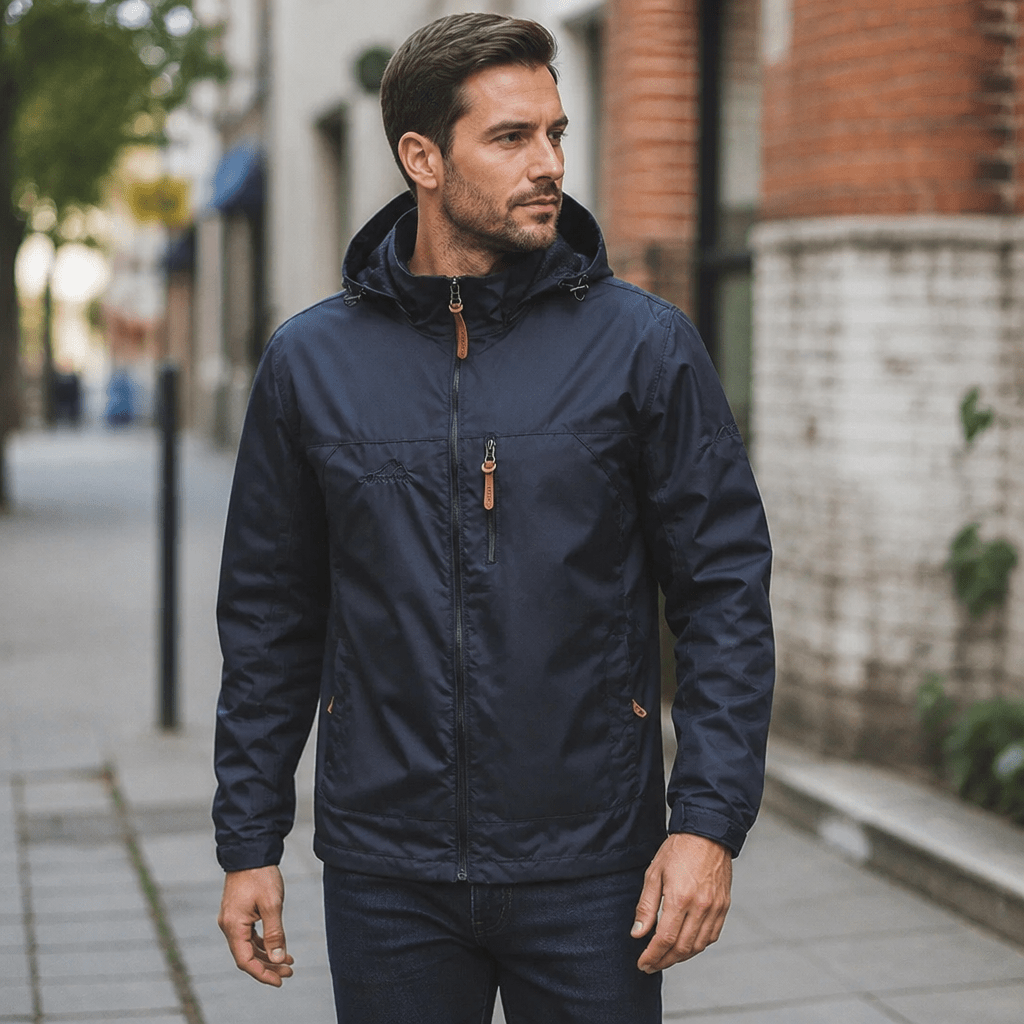 Men's Waterproof Rain Jacket with Hood – Zip Chest Pocket - We are MFEO