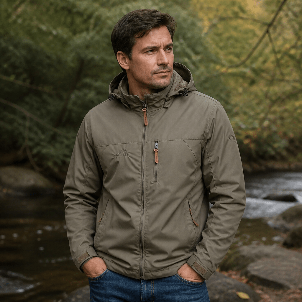 Men's Waterproof Rain Jacket with Hood – Zip Chest Pocket - We are MFEO