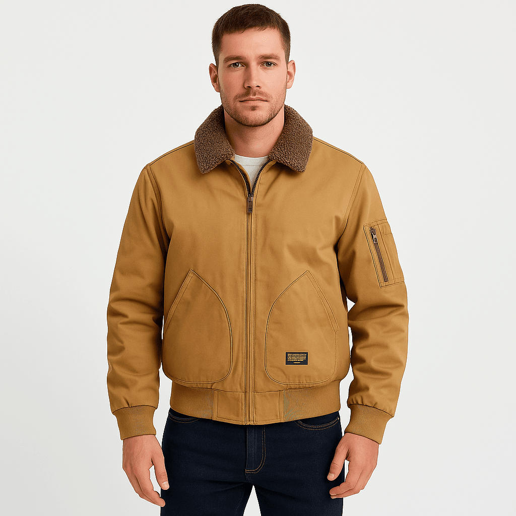 Men's Winter Bomber Jacket with Plush Collar – Zip Pockets and Relaxed Fit - We are MFEO