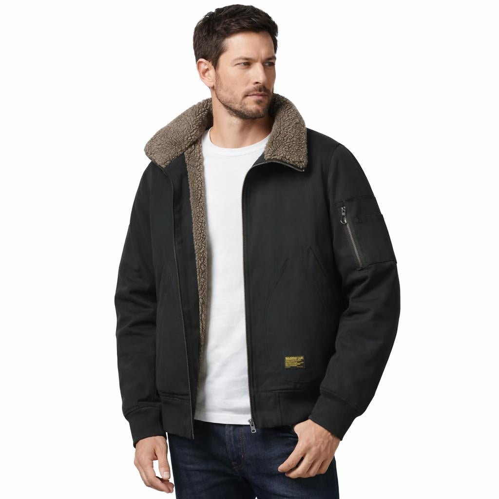 Men's Winter Bomber Jacket with Plush Collar – Zip Pockets and Relaxed Fit - We are MFEO