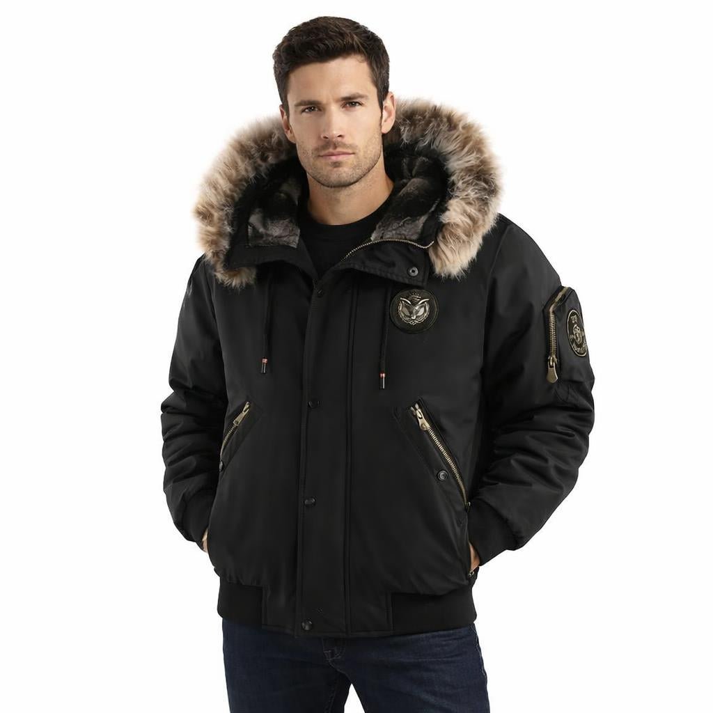 Men's Winter Jacket – Hooded Padded Bomber with Fluffy Trim and Zip Pockets - We are MFEO