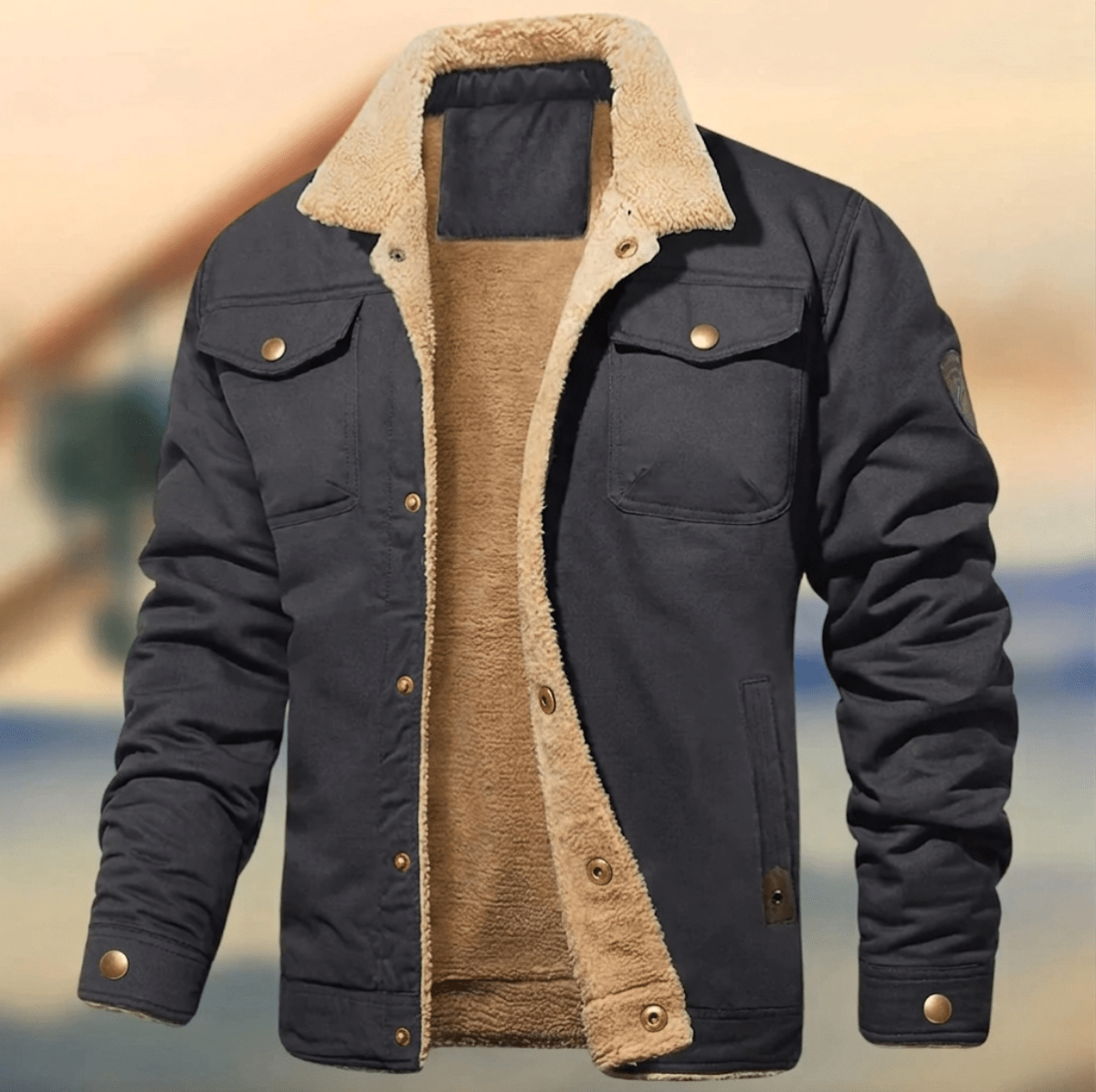 Men's Winter Jacket with Sherpa Collar – Relaxed Fit Button-Down Style for Casual Wear - We are MFEO