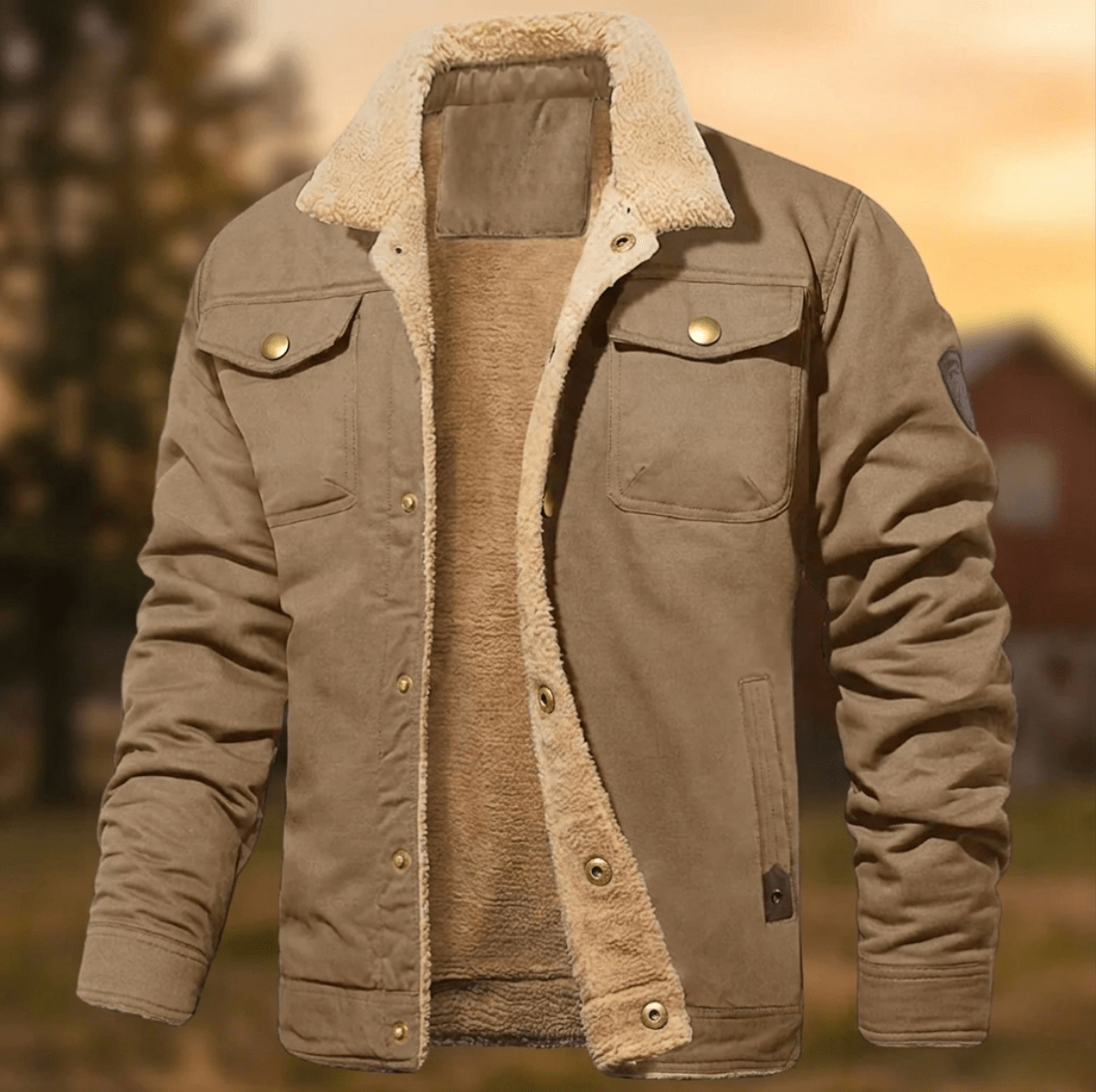 Men's Winter Jacket with Sherpa Collar – Relaxed Fit Button-Down Style for Casual Wear - We are MFEO