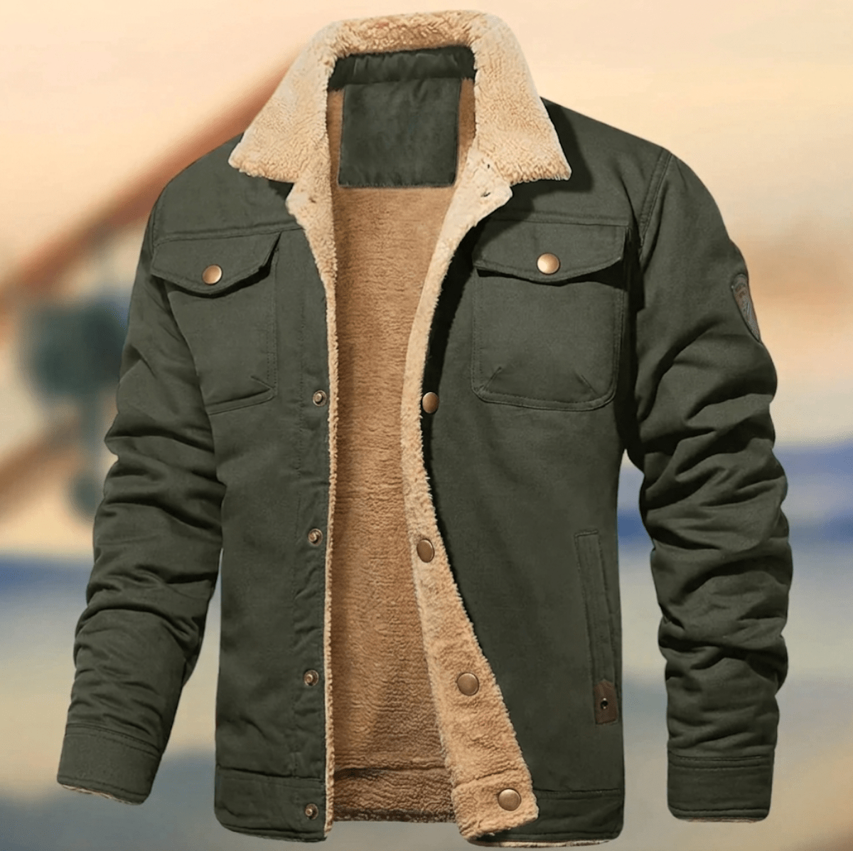 Men's Winter Jacket with Sherpa Collar – Relaxed Fit Button-Down Style for Casual Wear - We are MFEO
