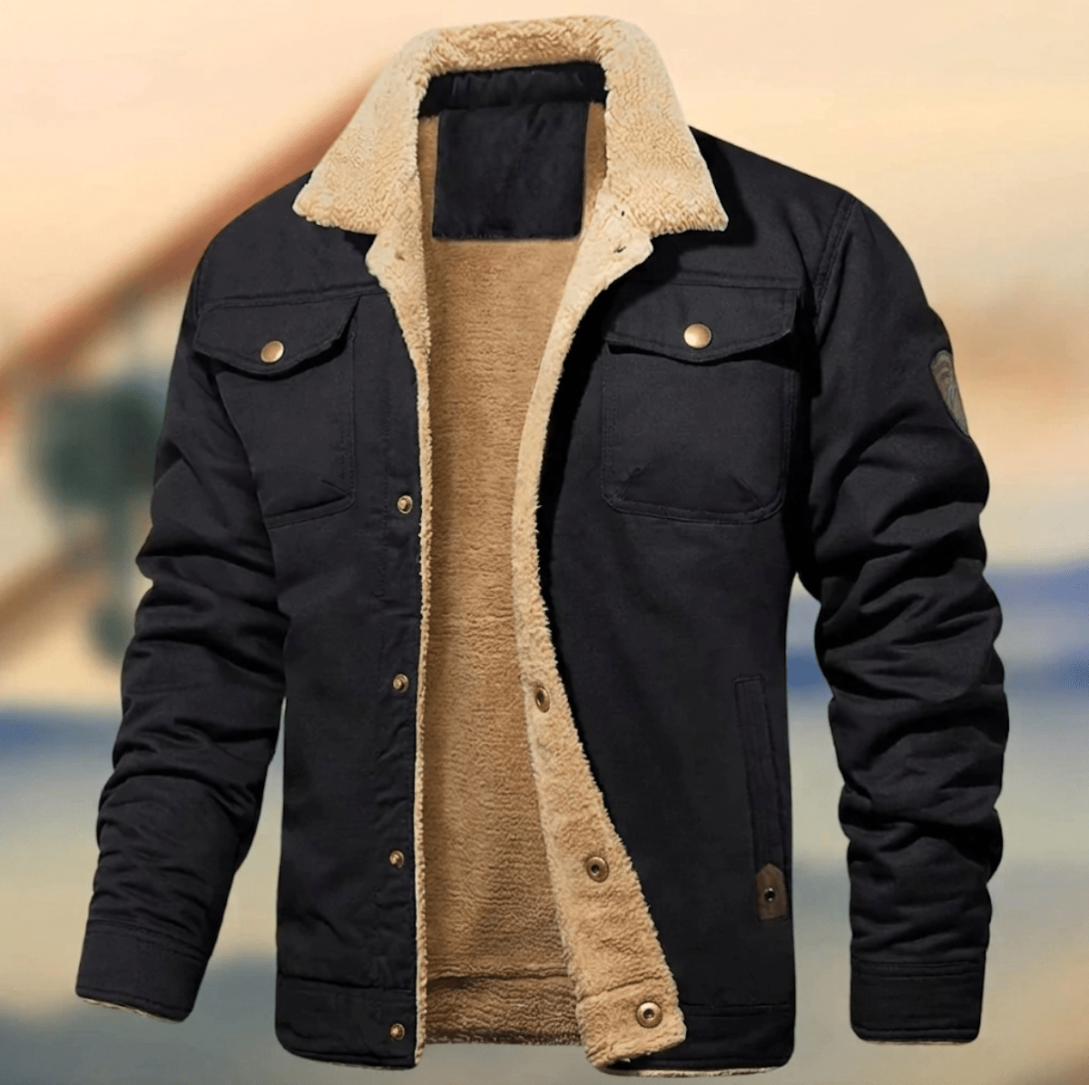 Men's Winter Jacket with Sherpa Collar – Relaxed Fit Button-Down Style for Casual Wear - We are MFEO