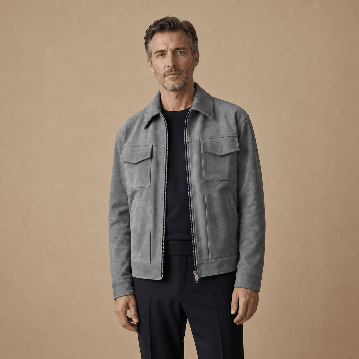 Men's Zip Jacket with Utility Pockets – Relaxed Fit for Everyday Casual Wear - We are MFEO
