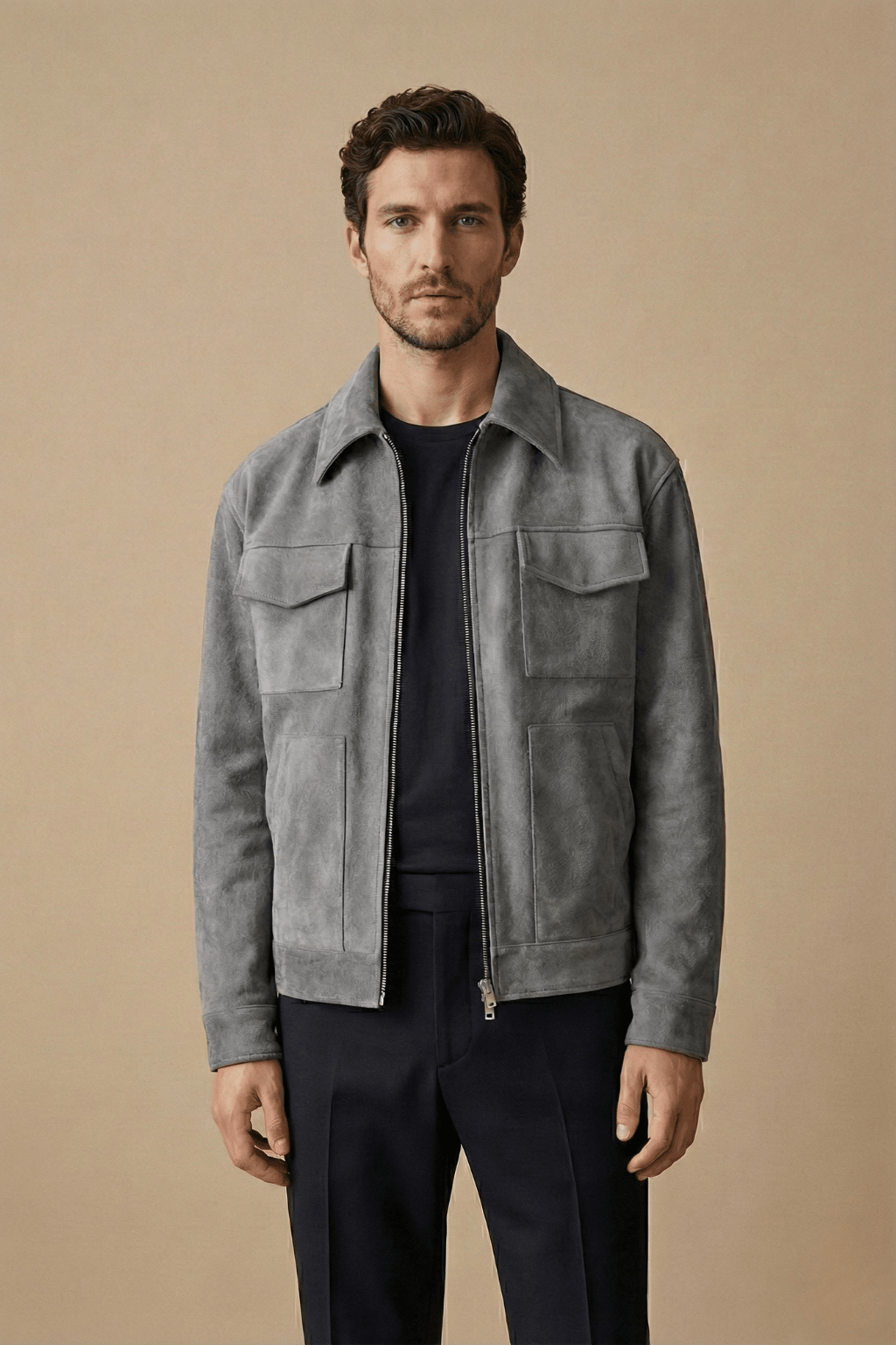 Men's Zip Jacket with Utility Pockets – Relaxed Fit for Everyday Casual Wear - We are MFEO