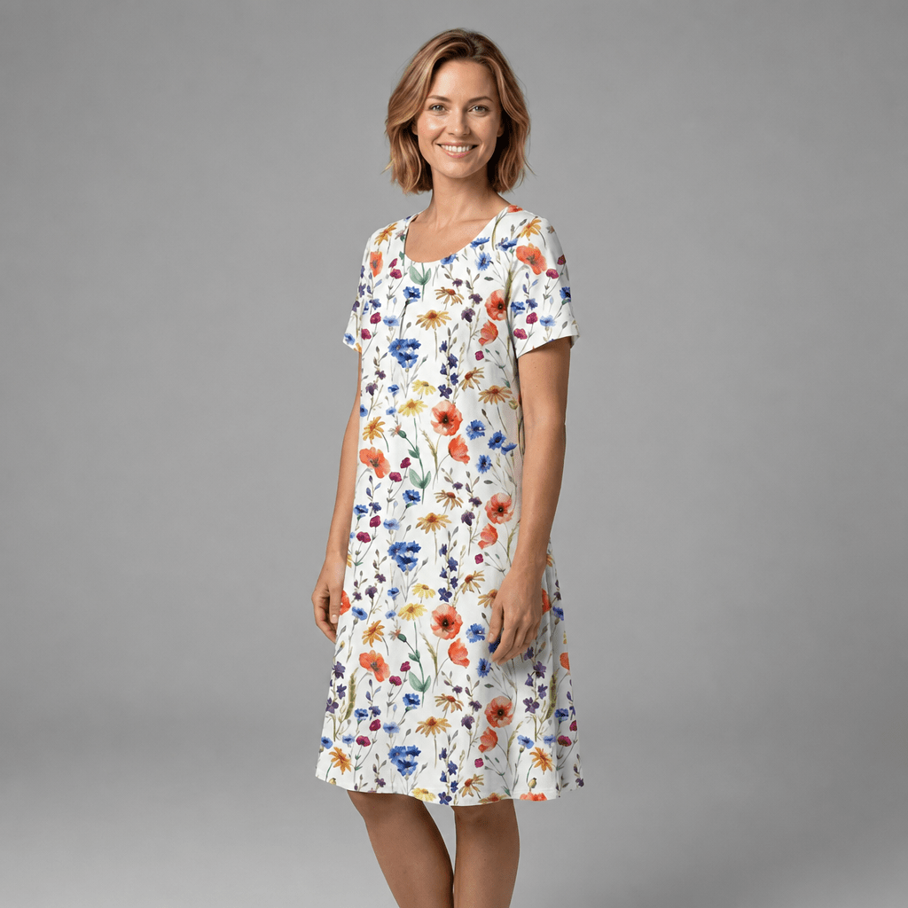 Midi Dress – Wildflower Print, Flared Silhouette with Pockets for Summer - We are MFEO
