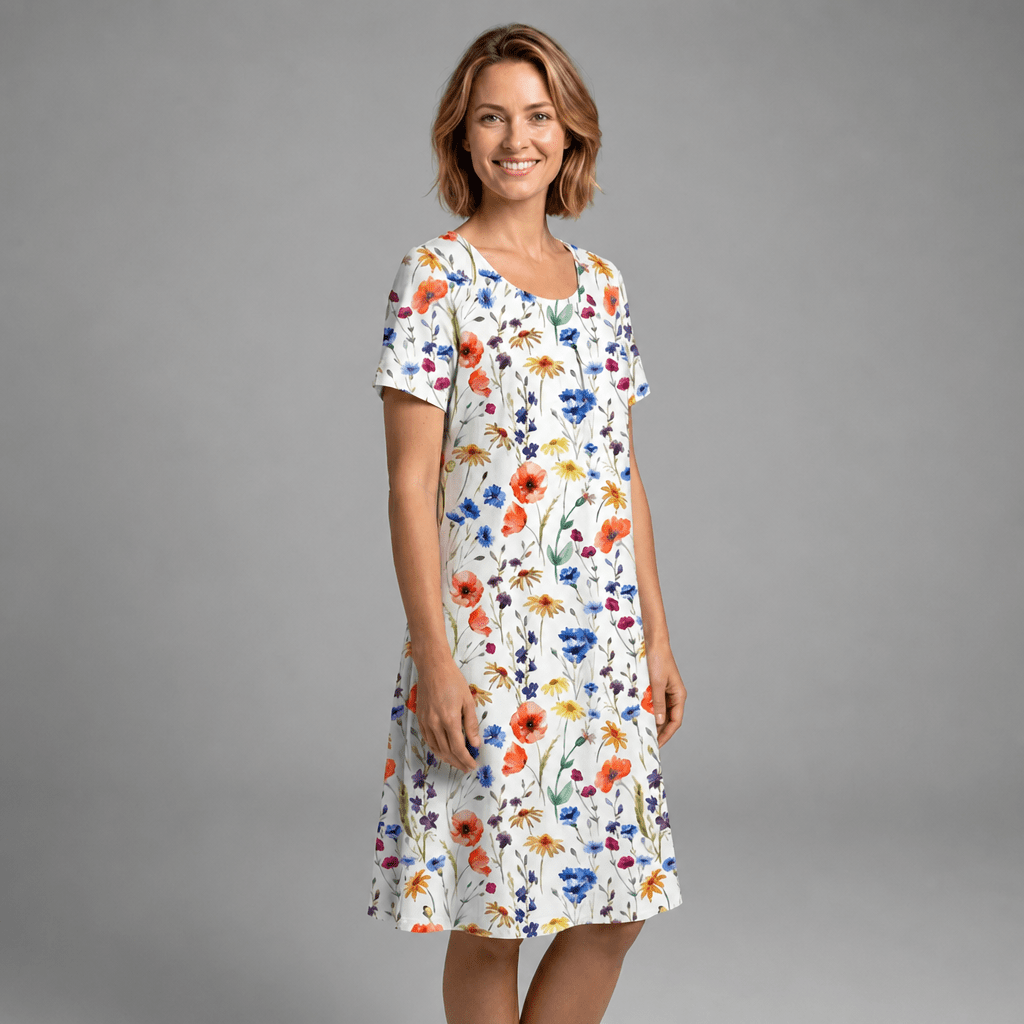 Midi Dress – Wildflower Print, Flared Silhouette with Pockets for Summer - We are MFEO