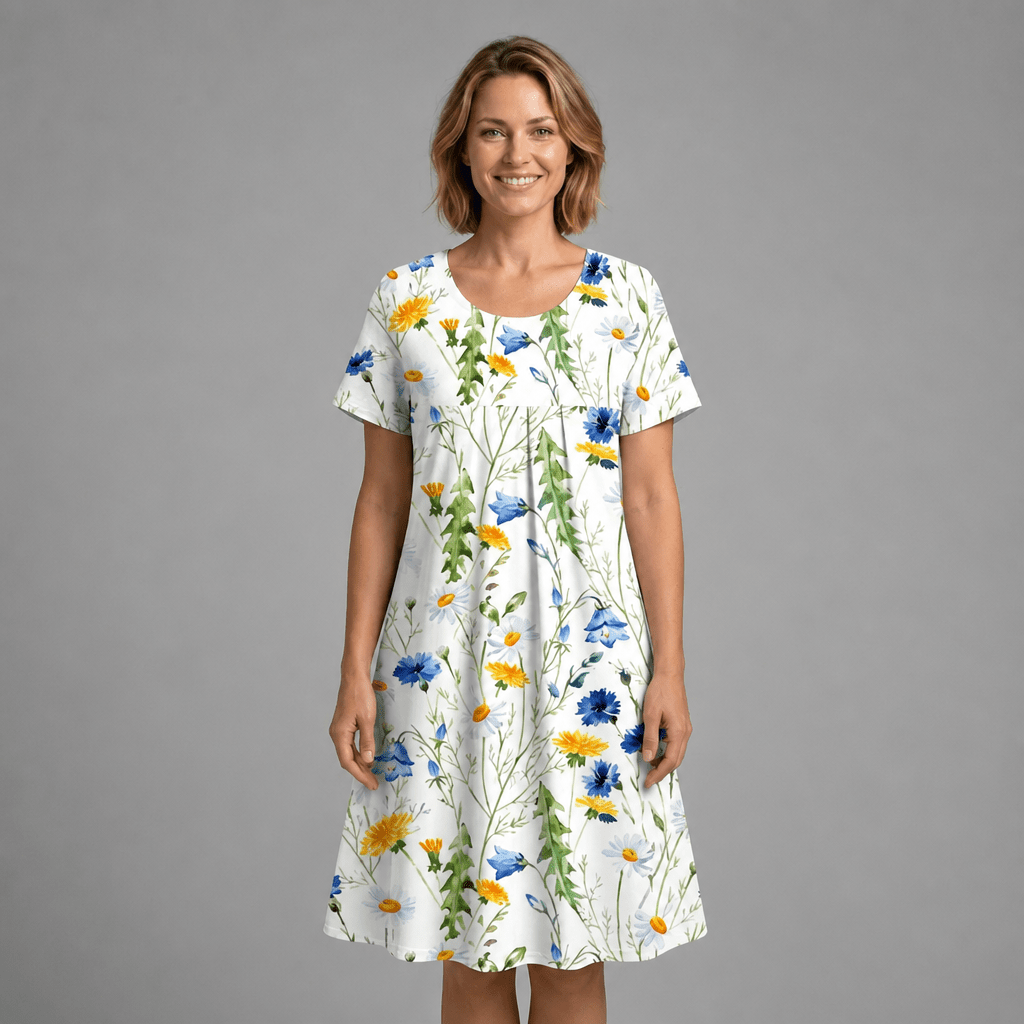 Midi Dress – Wildflower Print, Flared Silhouette with Pockets for Summer - We are MFEO