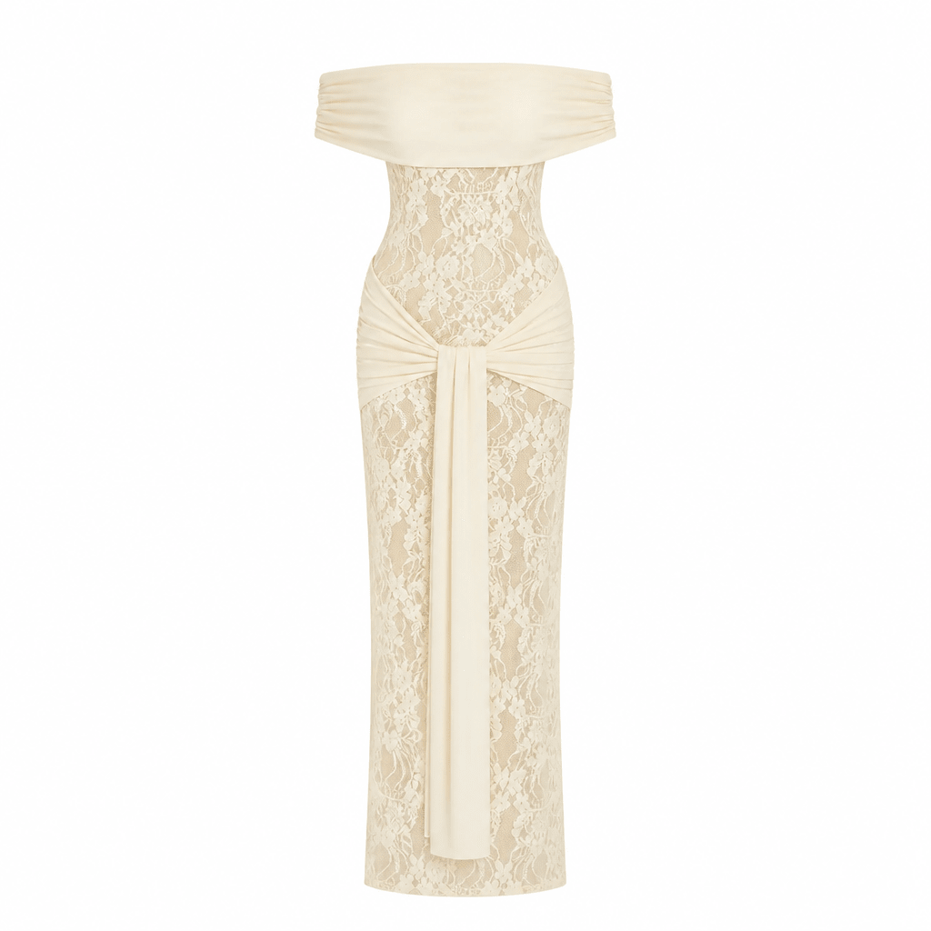 Off-Shoulder Lace Maxi Dress – Fitted Formal Evening Cocktail Dress - We are MFEO