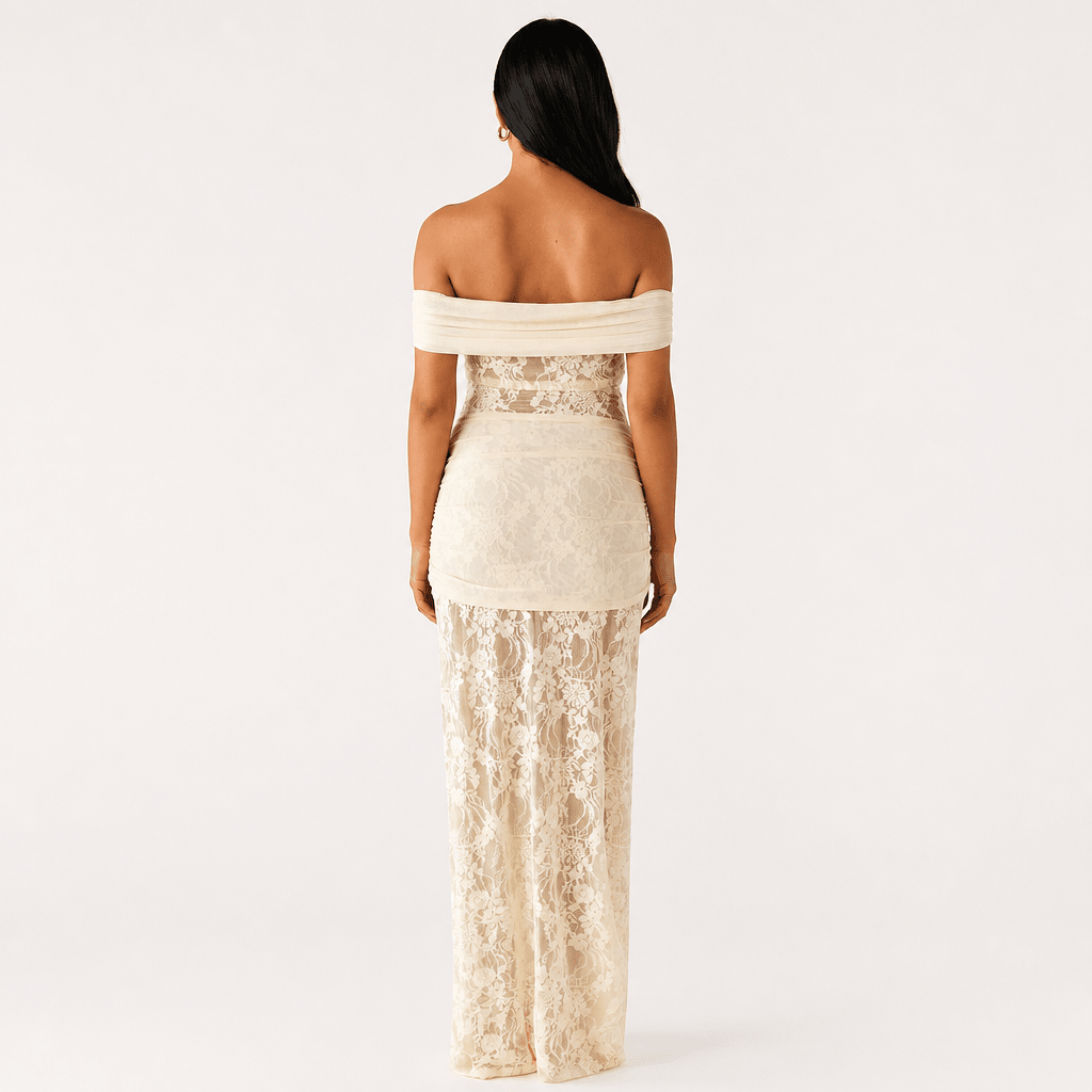 Off-Shoulder Lace Maxi Dress – Fitted Formal Evening Cocktail Dress - We are MFEO