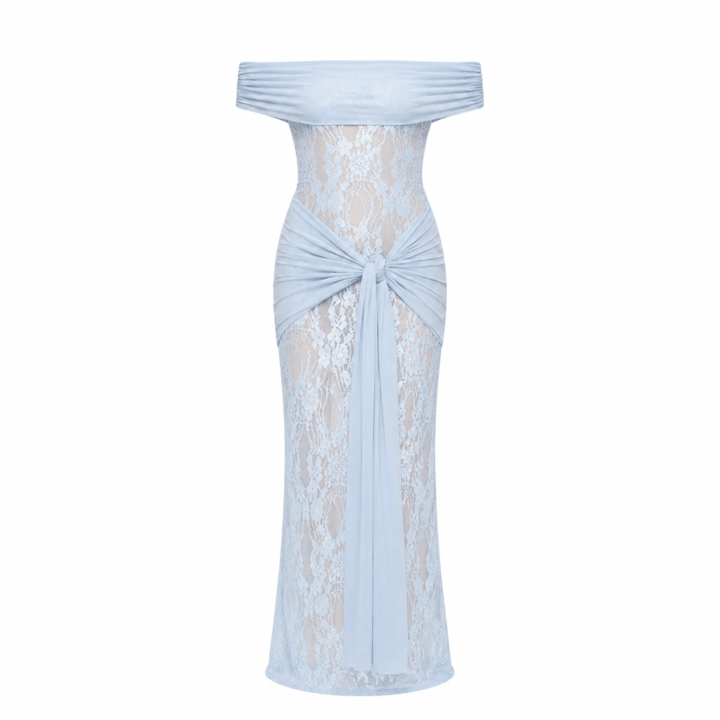 Off-Shoulder Lace Maxi Dress – Fitted Formal Evening Cocktail Dress - We are MFEO
