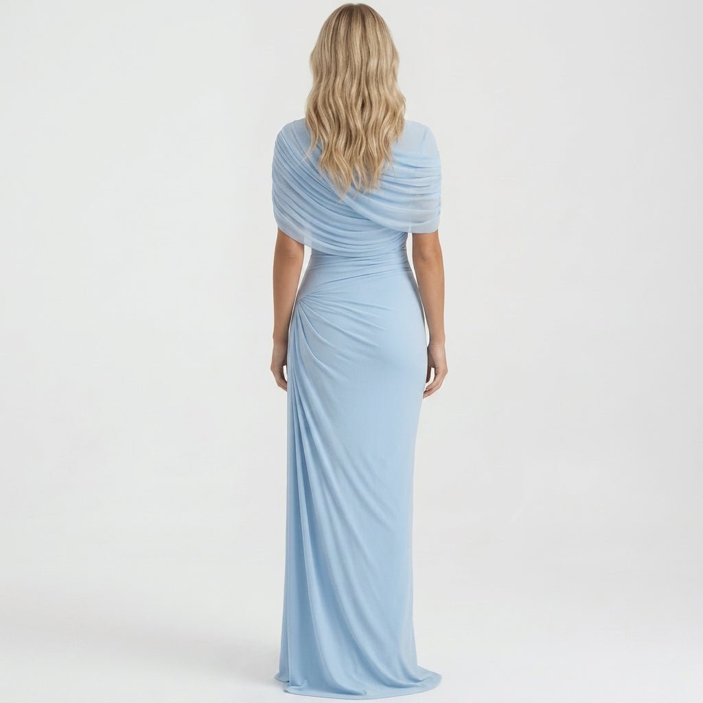 Off Shoulder Maxi Dress – Draped Waist Fit for Formal Events and Weddings - We are MFEO