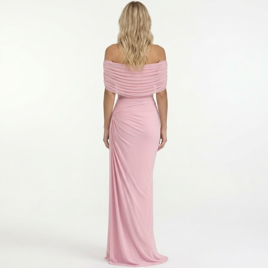 Off Shoulder Maxi Dress – Draped Waist Fit for Formal Events and Weddings - We are MFEO