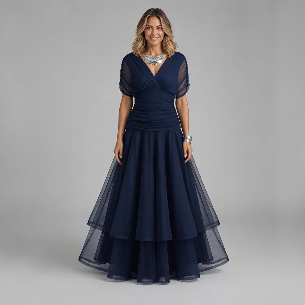 Off-Shoulder Tulle Midi Dress – Formal Cocktail Dress with Ruched Waist - We are MFEO