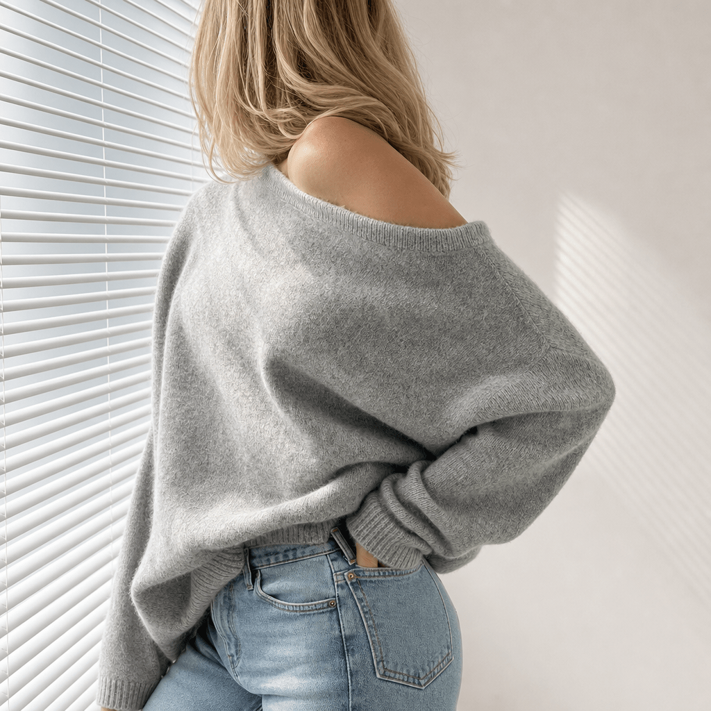 One Shoulder Asymmetric Knit Sweater – Long Sleeve, Comfortable Fit - We are MFEO