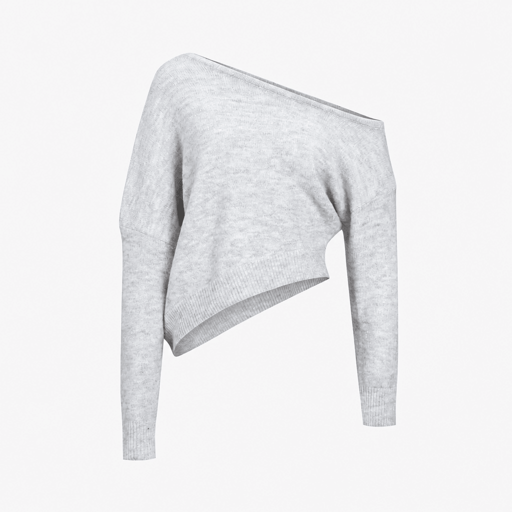 One Shoulder Asymmetric Knit Sweater – Long Sleeve, Comfortable Fit - We are MFEO