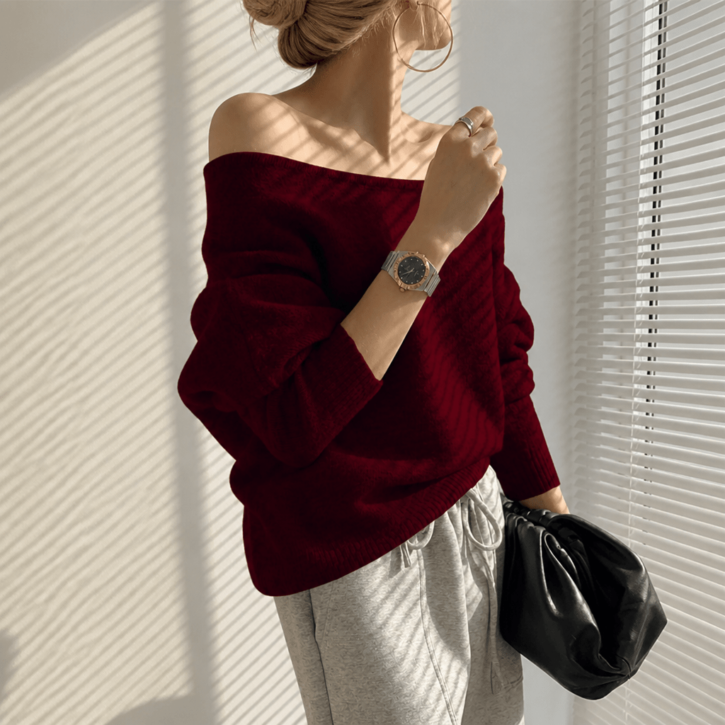 One Shoulder Asymmetric Knit Sweater – Long Sleeve, Comfortable Fit - We are MFEO