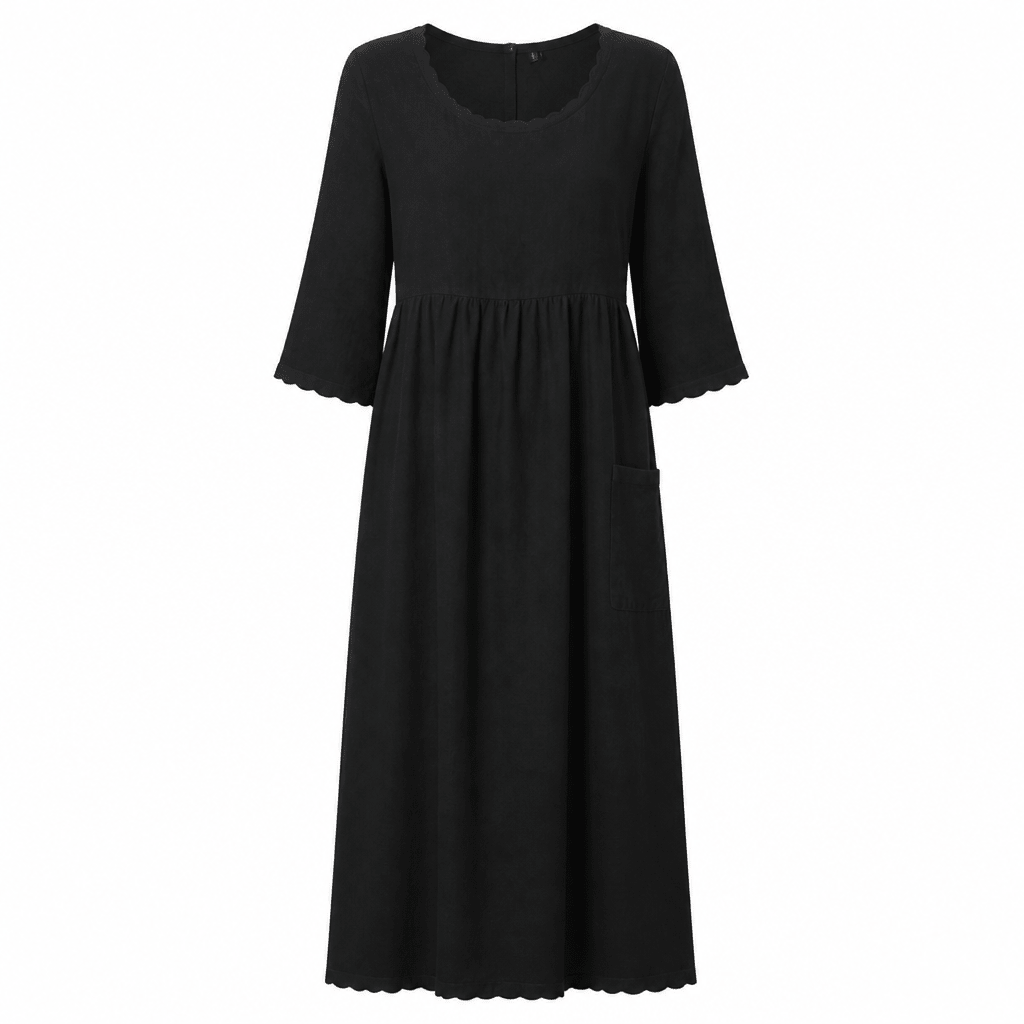 Pleated Midi Summer Dress with 3/4 Sleeves and Smocked Waist - We are MFEO
