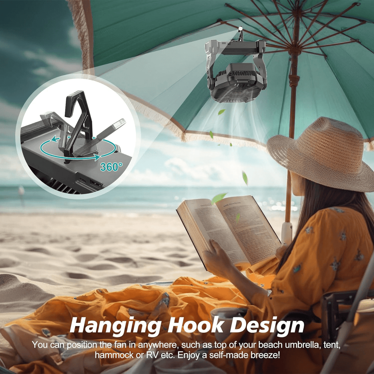Portable Camping Fan with LED Flashlight – 10,400mAh Battery, Up to 36 Hours Runtime - We are MFEO