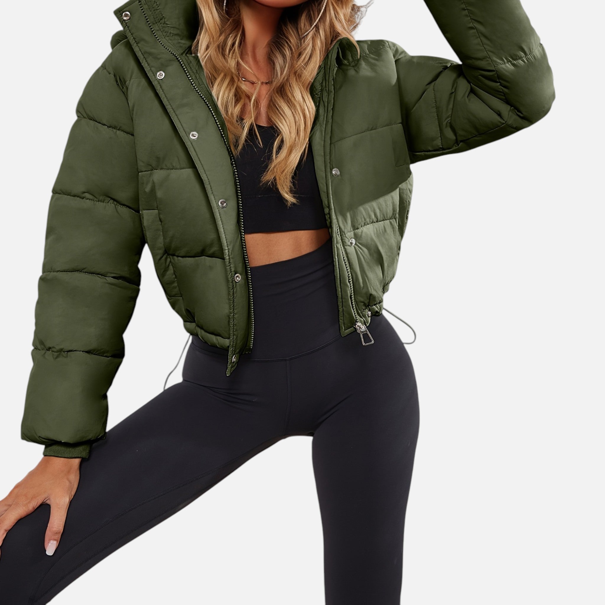 Puffer Jacket – Cropped Quilted Design with Adjustable Hem - We are MFEO