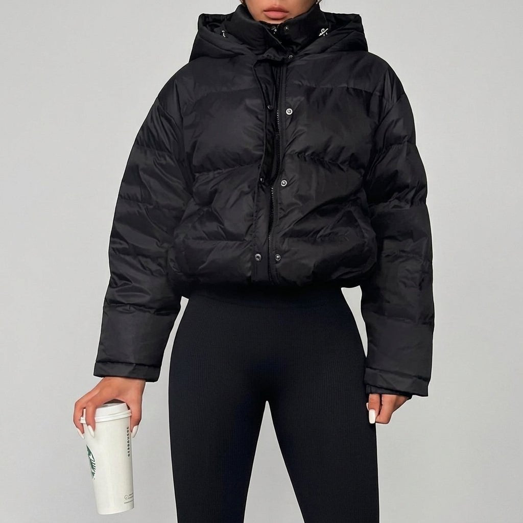 Puffer Jacket – Cropped Quilted Design with Adjustable Hem - We are MFEO