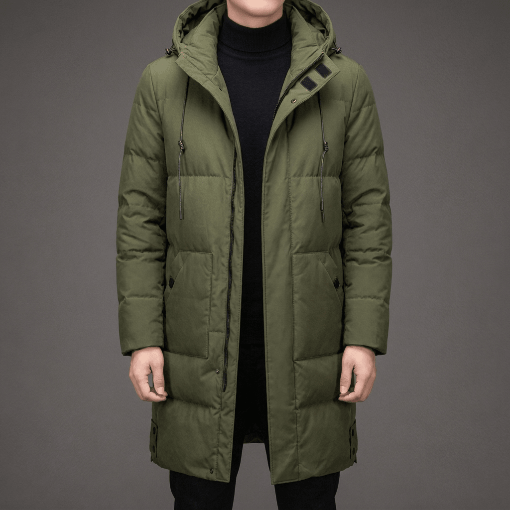 Puffer Jacket for Men - Long Quilted Hooded Coat with Multiple Pockets - We are MFEO
