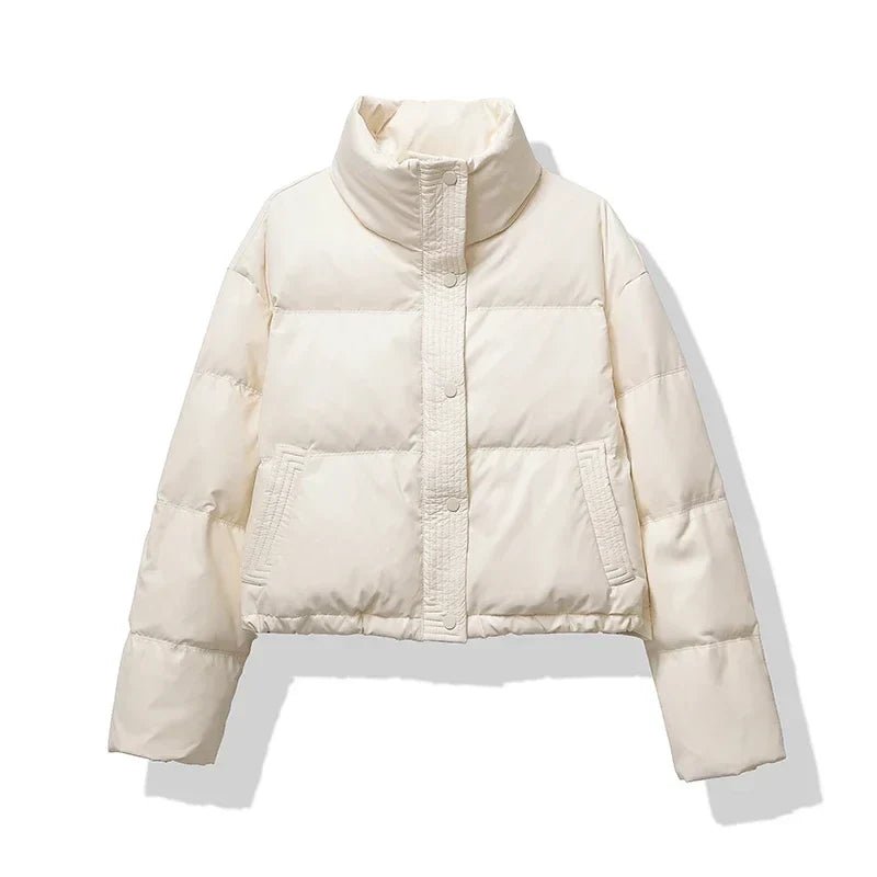 Puffer Jacket Women – Quilted Cropped Winter Outerwear with Stand Collar - We are MFEO