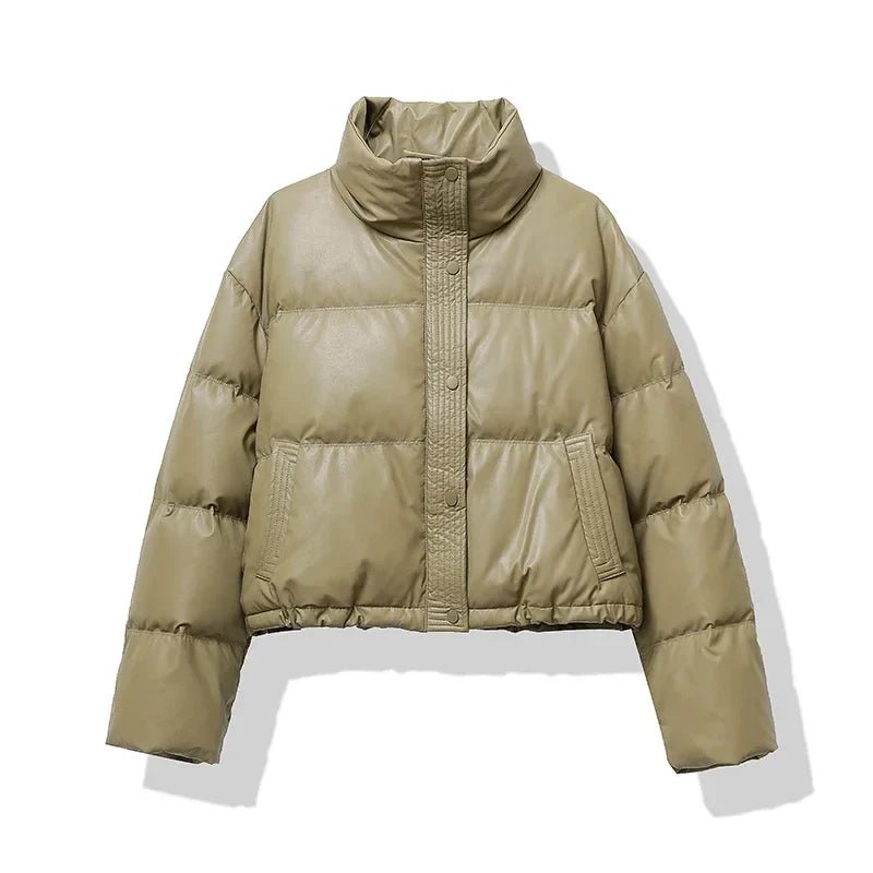 Puffer Jacket Women – Quilted Cropped Winter Outerwear with Stand Collar - We are MFEO