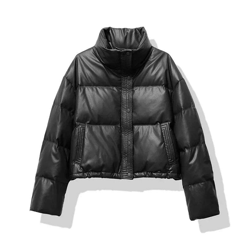 Puffer Jacket Women – Quilted Cropped Winter Outerwear with Stand Collar - We are MFEO