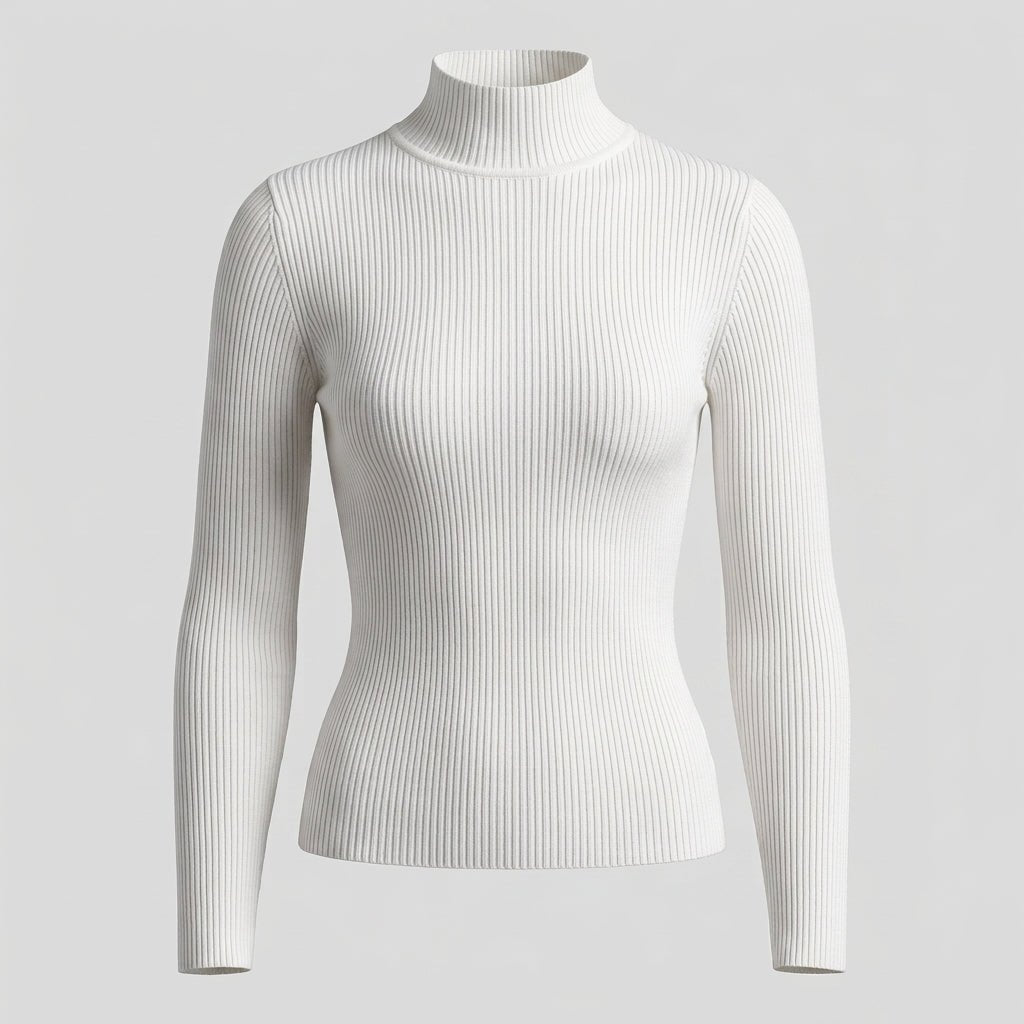 Ribbed Long Sleeve Knit Top with Mock Neck – Slim Fit for Layering and Casual Outfits - We are MFEO