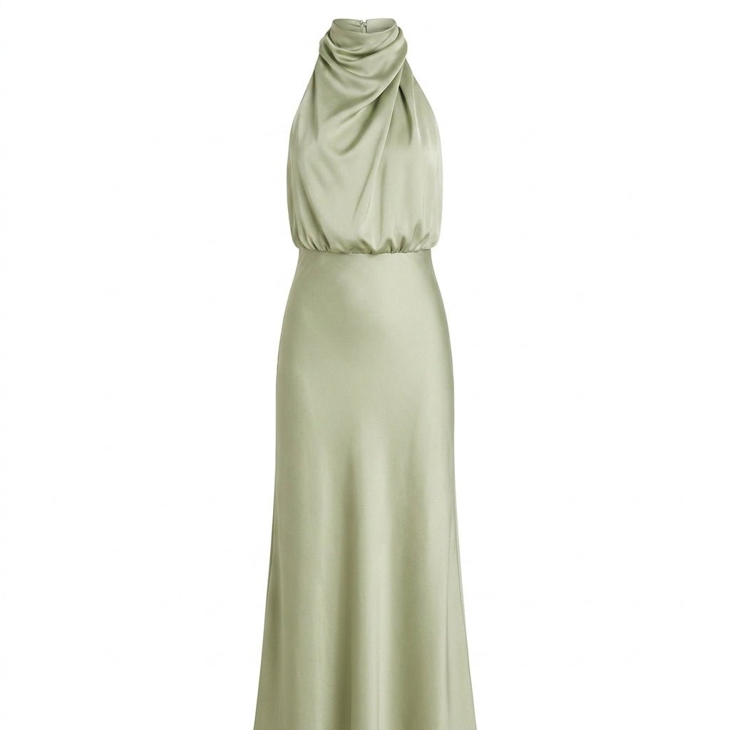 Satin Midi Cocktail Dress with Draped Bodice - We are MFEO