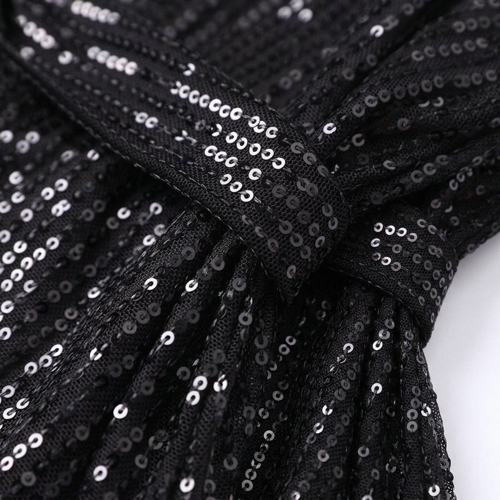 Sequin Mini Dress with Waist Tie – Relaxed Fit Cocktail Dress for Parties - We are MFEO