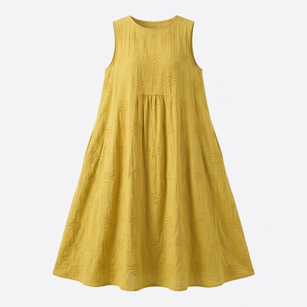 Sleeveless Embroidered Summer Dress with Flattering Waist-Defining Silhouette - We are MFEO