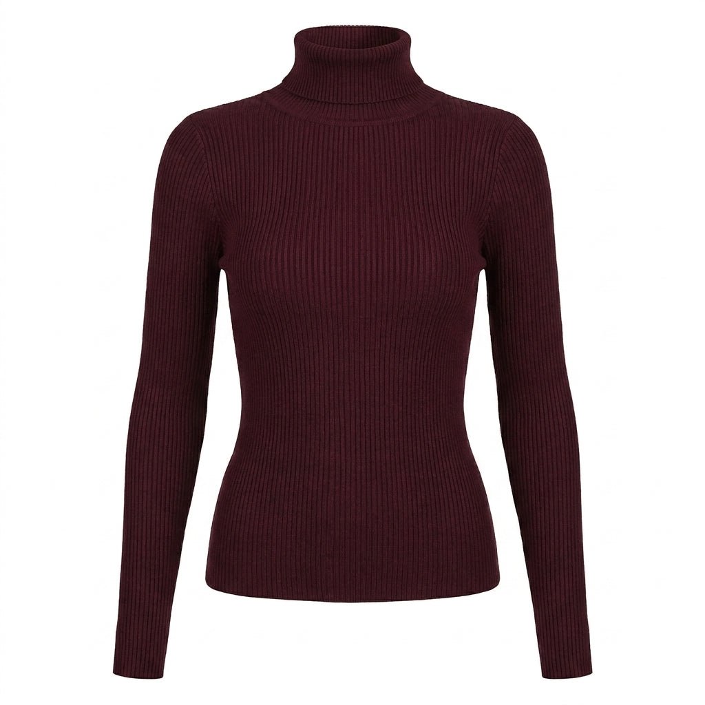 Slim Fit Turtleneck Top for Women – Comfortable Knit for Layering in Autumn/Winter - We are MFEO