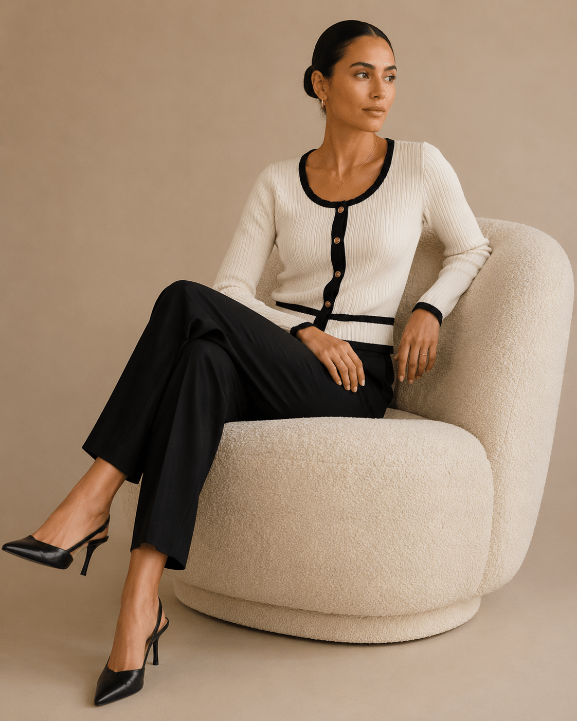Slim Fit Vintage Cardigan for Layering – 100% Polyester Knit with Contrast Detailing - We are MFEO