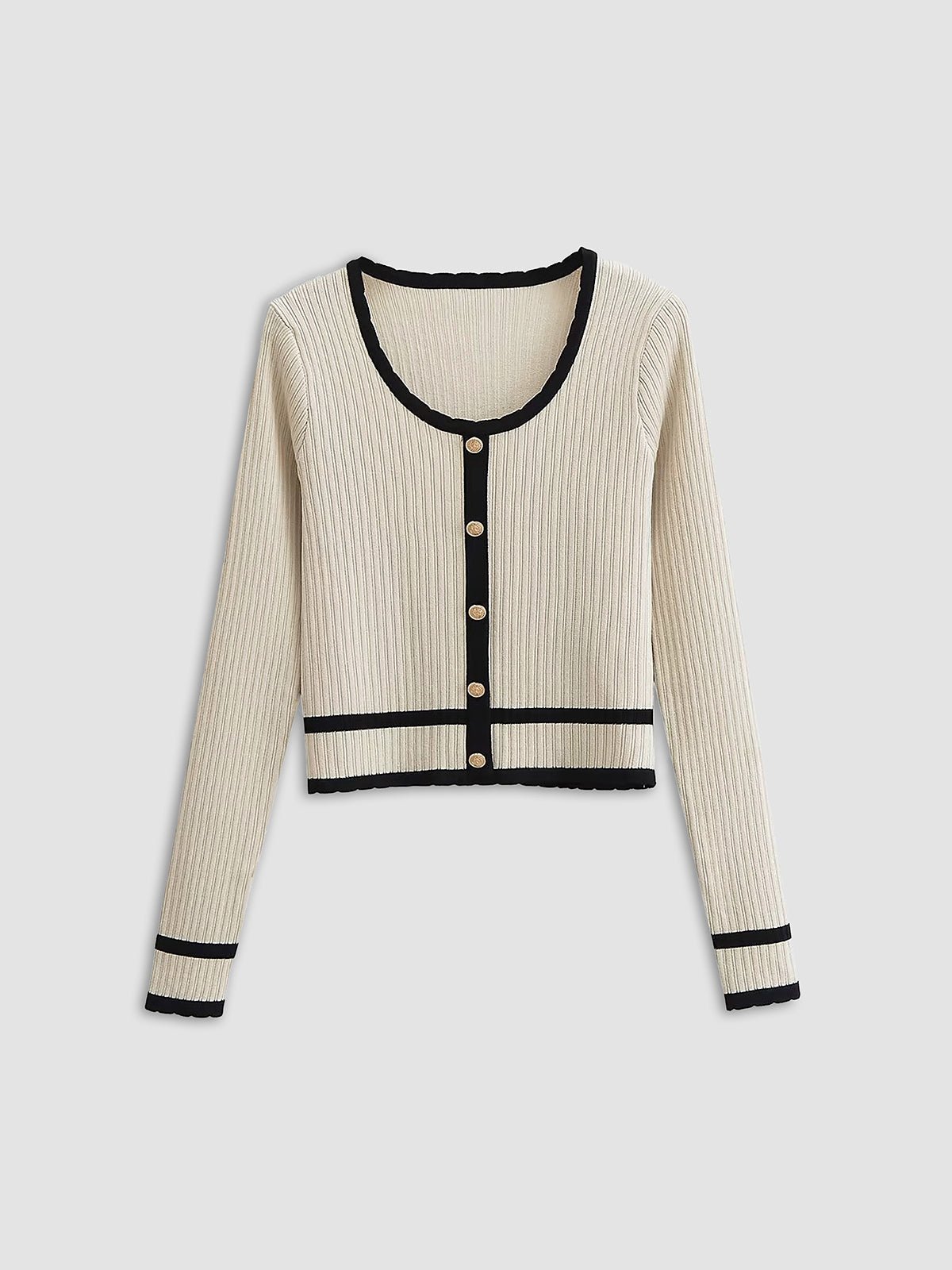 Slim Fit Vintage Cardigan for Layering – 100% Polyester Knit with Contrast Detailing - We are MFEO