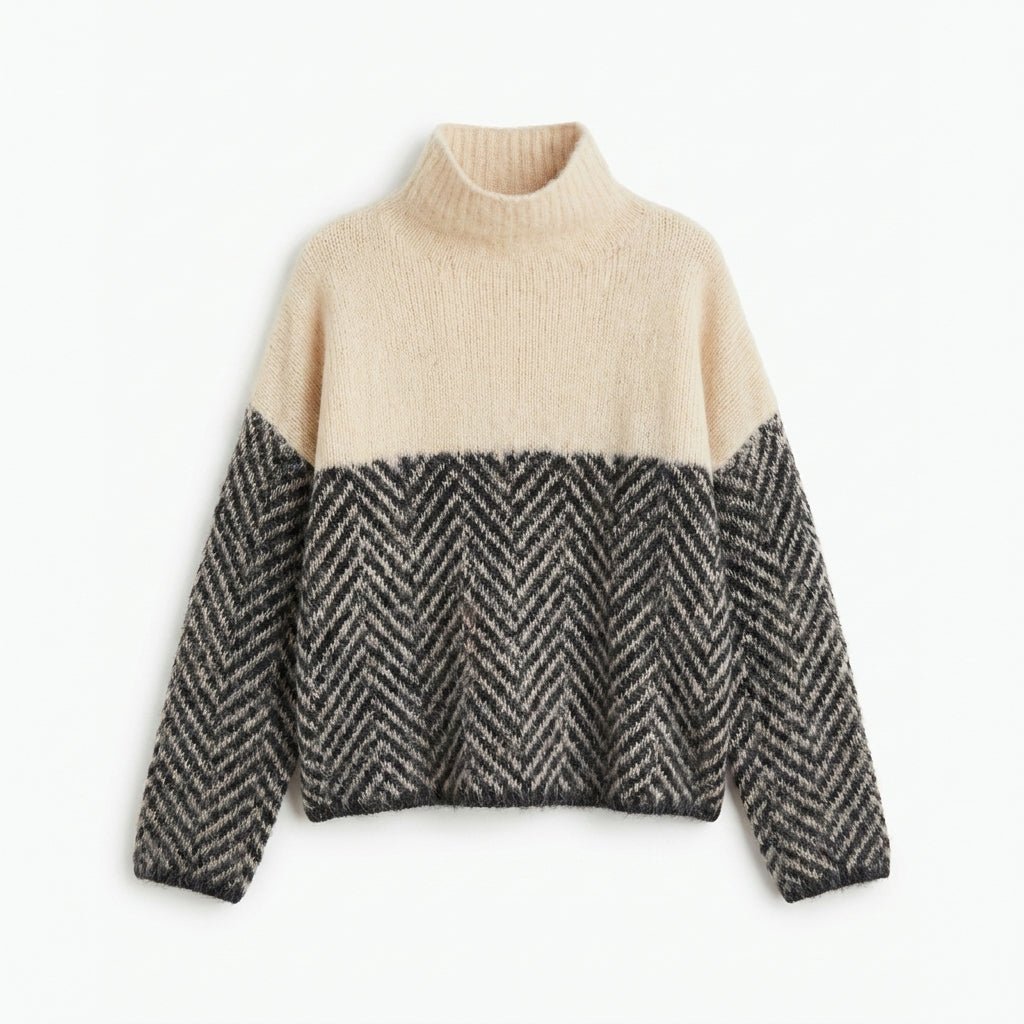 Striped Patchwork Turtleneck Sweater – Casual Autumn and Winter Layering Top - We are MFEO