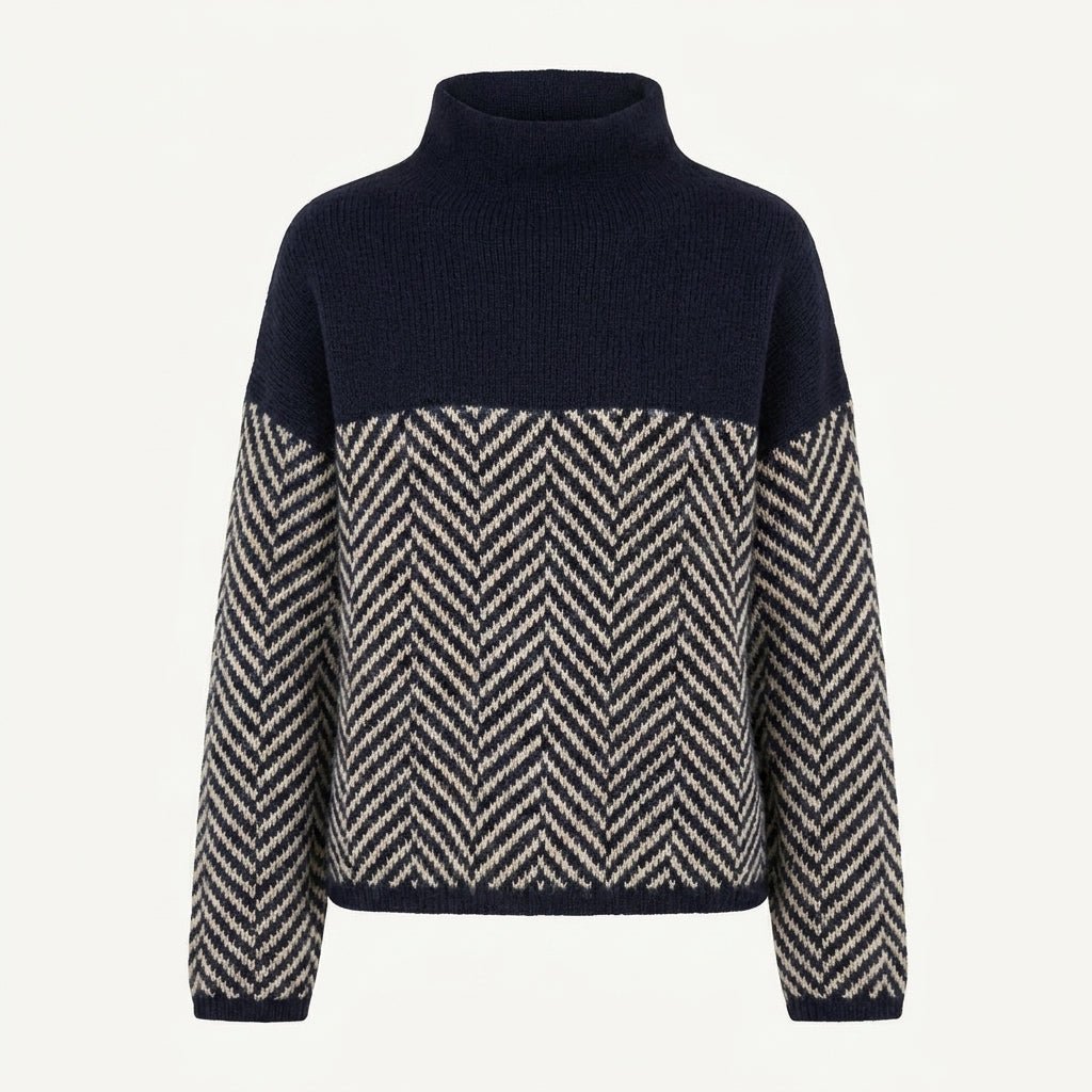 Striped Patchwork Turtleneck Sweater – Casual Autumn and Winter Layering Top - We are MFEO